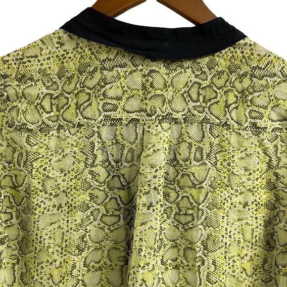 BCBG Maxazria Silk Blouse Top Print Green Black Semi Sheer Small - Picture 9 of 9
